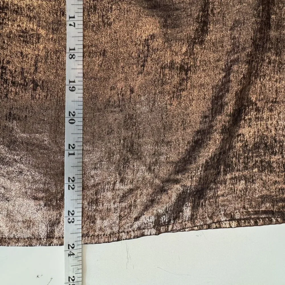 Future Collective Kahlana Barfield Brown Top XXS Bronze Metallic Puff Sleeve